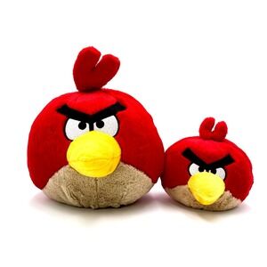 LOT of 2 Angry Birds Red Birds Plush Commonwealth NO TAGS (S 6" XL 12") No Sound
